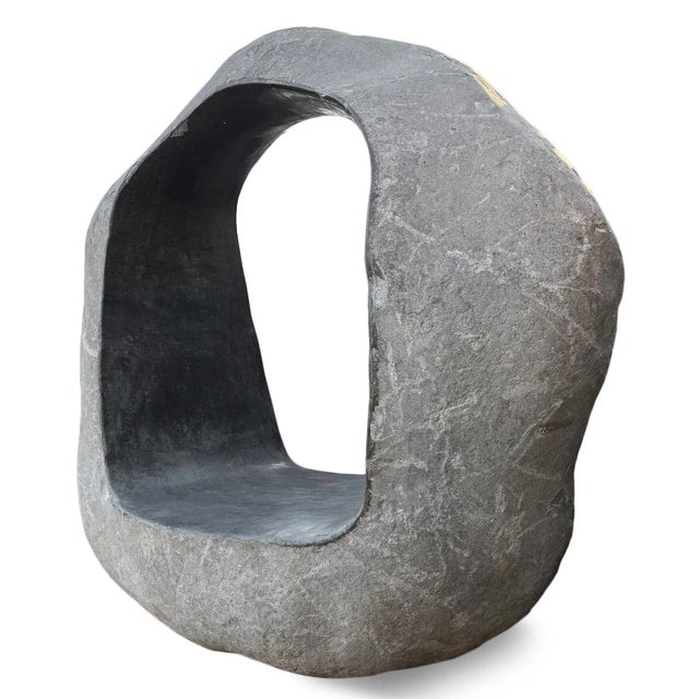 Amazing vintage giant stone boulder with hole carved through middle to create a one of a kind bench. Organic modern style...