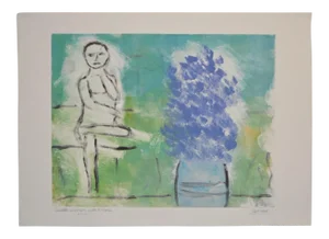 Arthur Krakower "Seated Woman With Flowers" Original Monotype C.2004