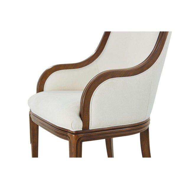 Walnut Art Deco Style Upholstered Dining Armchairs- Sets of 2 For Sale - Image 9 of 11