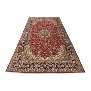 Najafabad Rug 11′ X 17’5” Red Wool Vintage Traditional Hand-Knotted Carpet For Sale