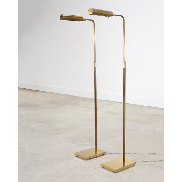 Mid 20th Century Koch & Lowy Omi Patinated Brass Pharmacy Floor Lamps - a Pair For Sale In Sacramento - Image 6 of 18