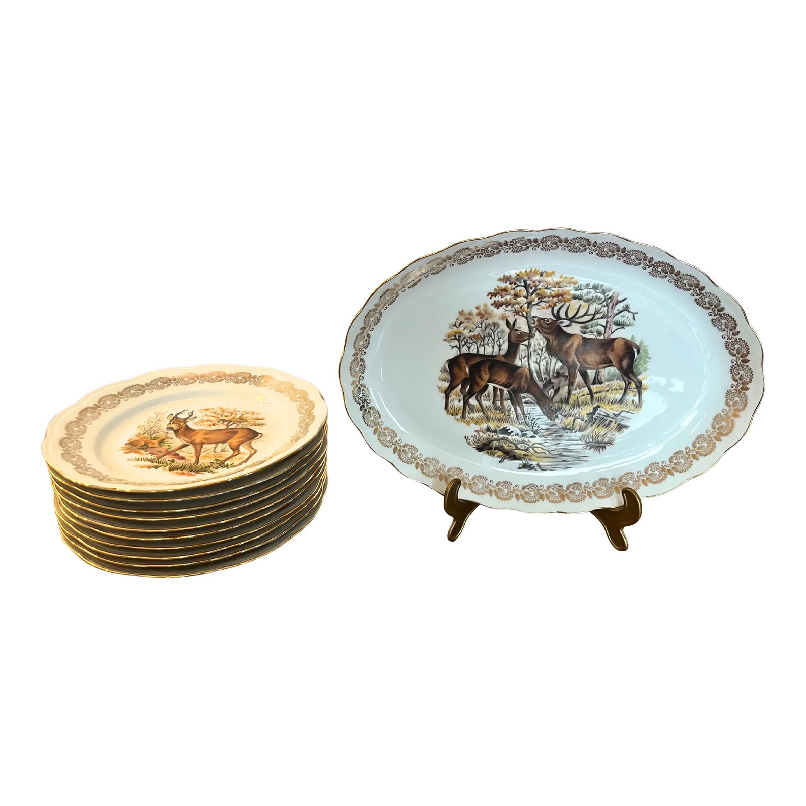 Circa 1930 Limoges Wild Game / Hunting Set for Ten- 11 Pieces | Chairish