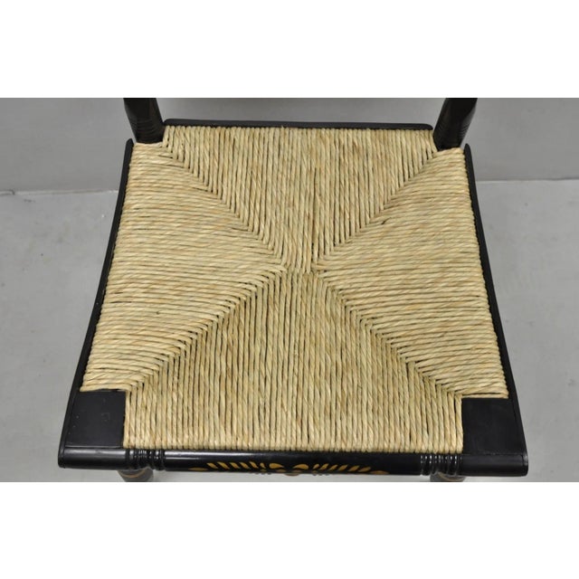 Mid 20th Century Vintage Nichols & Stone Hitchcock Harvest Stencil Painted Black Side Chair For Sale - Image 5 of 13