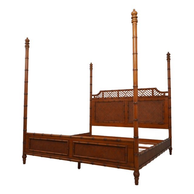 Lexington King Size Faux Bamboo Canopy Bed For Sale