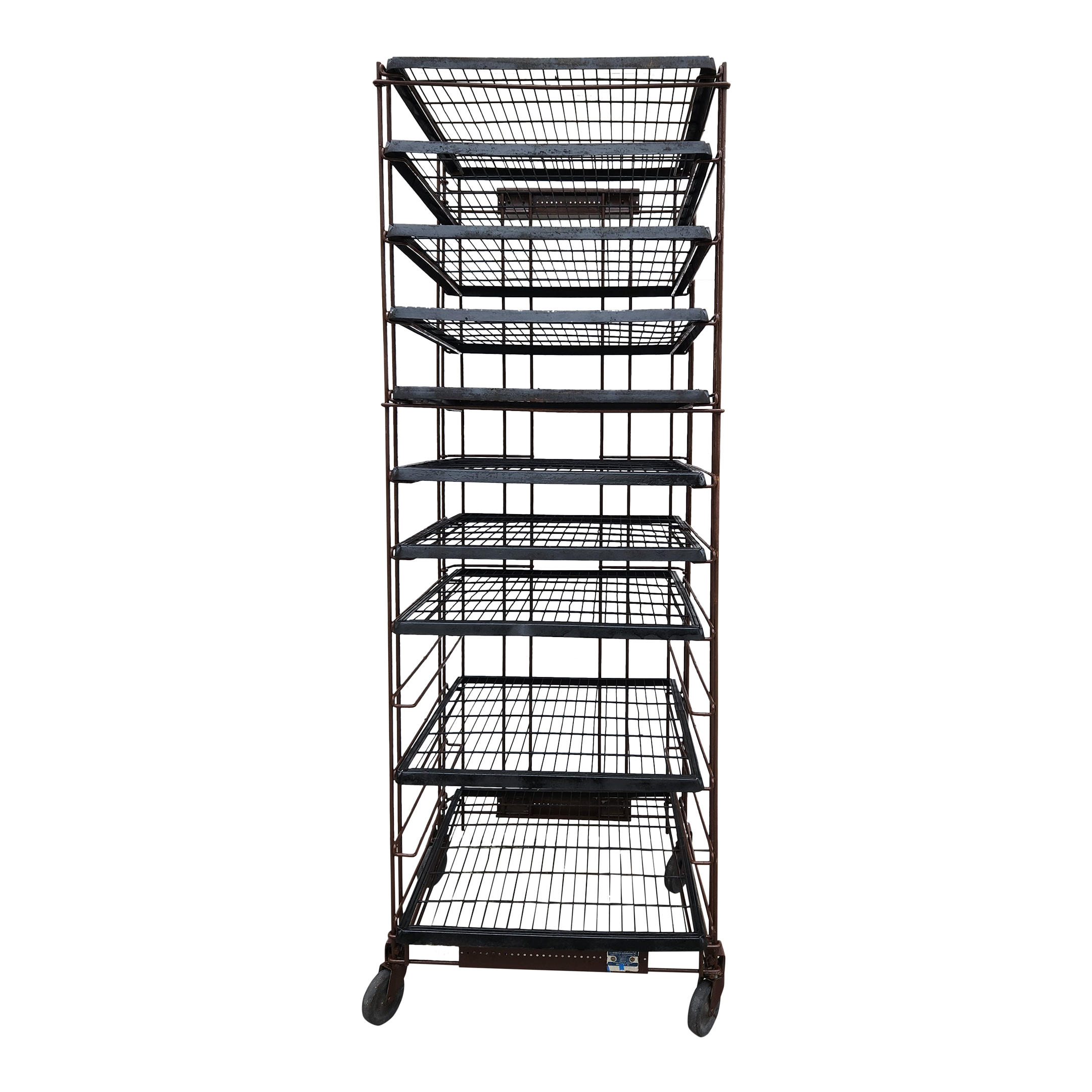 Vintage 80s Industrial Display Rack 引取限定 1980s Vintage Industrial Storage Rack on Wheels With Sliding Trays