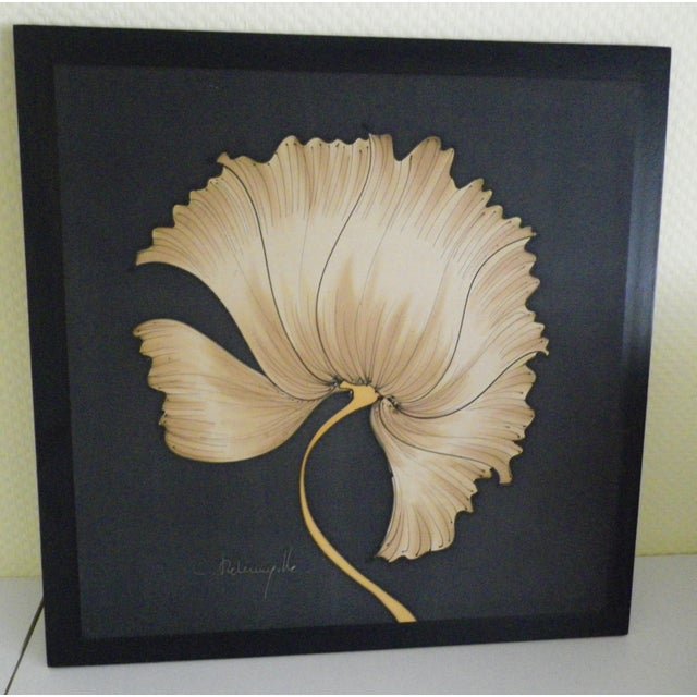 1980s Ginkgo Leaf Painting on Silk, France, 1970s For Sale - Image 5 of 18