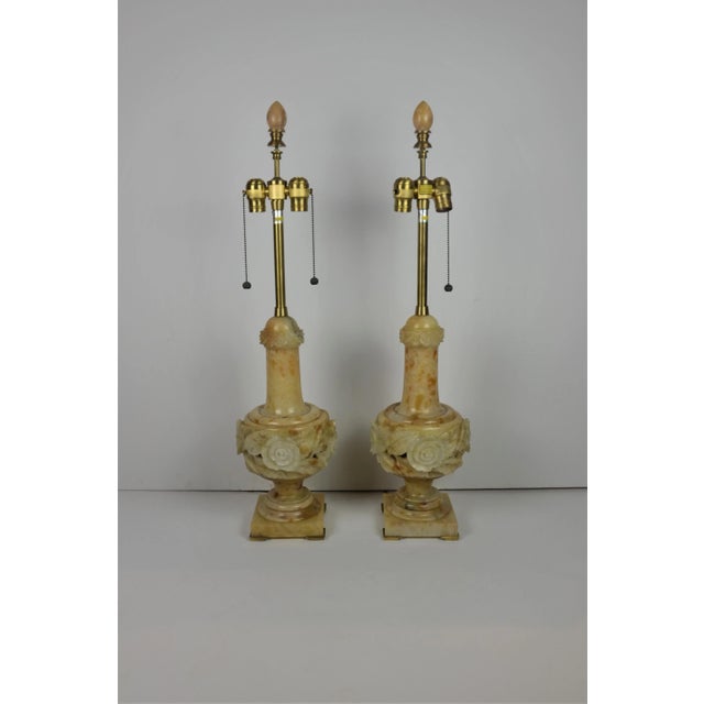 Alabaster Pair of Large Size Alabaster Table Lamps by Marbro For Sale - Image 8 of 8