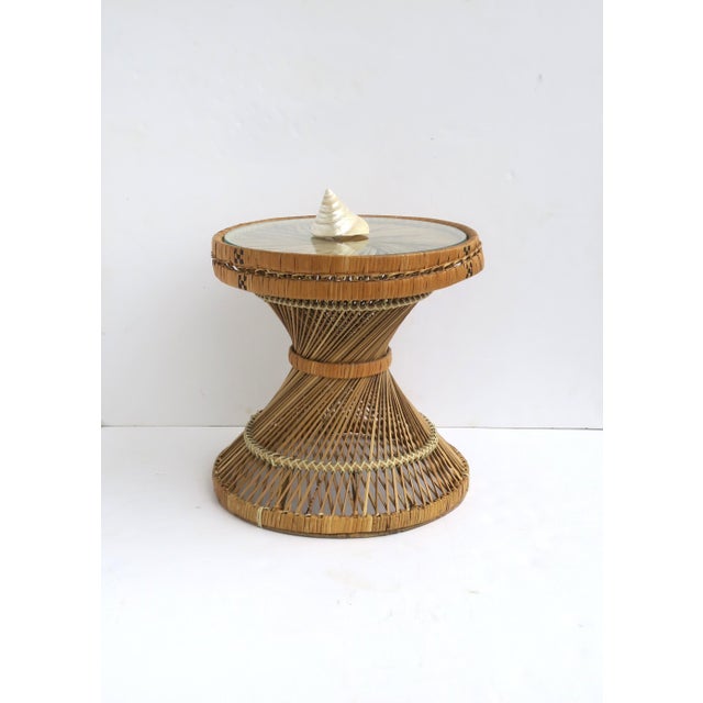 Wicker and Glass Side Drinks Table, Circa Mid-20th Century For Sale - Image 4 of 9