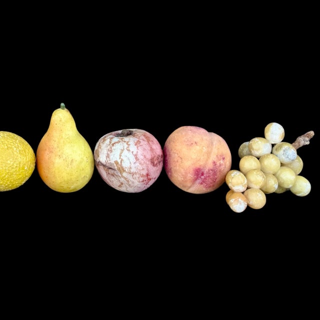 Mid 20th Century Vintage Italian Hand-Carved Marble Assorted Fruits - Realistic Decoys - Set of 9 For Sale - Image 5 of 7