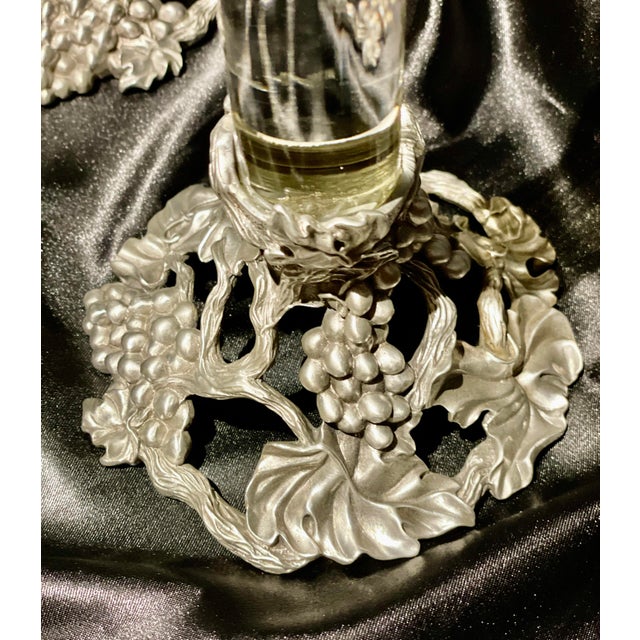 Pewter and Lucite Grapevine Candlesticks- a Pair For Sale - Image 4 of 7