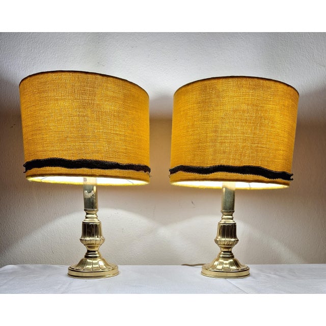 1980s Vintage Table Lamps with Brass Base and Fabric Shade from Lamplove, 1980s, Set of 2 For Sale - Image 5 of 8