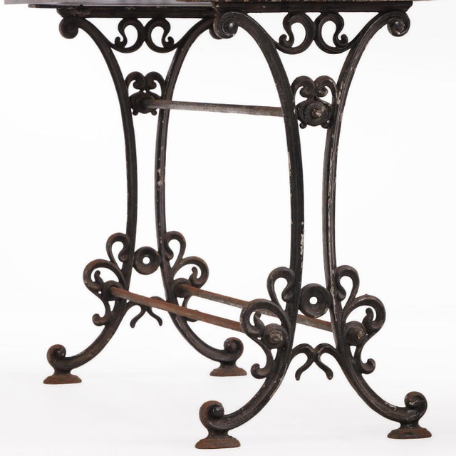 Pair of French Cast Iron and Stone Tables, 19th C. For Sale - Image 4 of 6