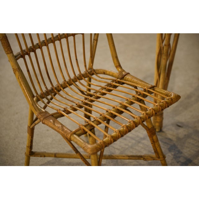 Wood Desk and Rattan Chair, 1970s, Set of 2 For Sale - Image 7 of 12