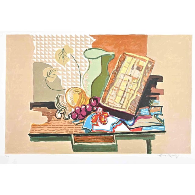 Modern Rosario Mazzella, Still Life, Original Lithograph, 1970s For Sale - Image 3 of 3