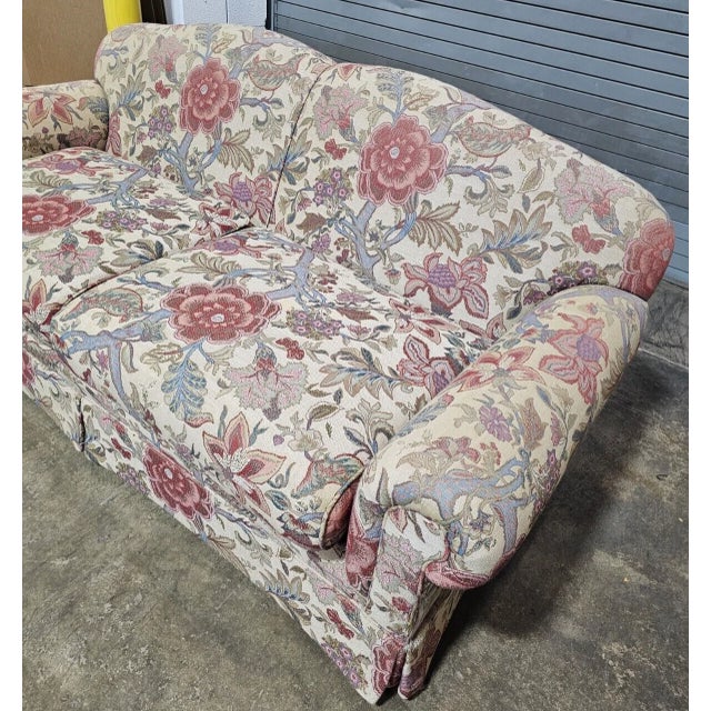 Late 20th Century Henredon Furniture Sofa Upholstered in Needlepoint Fabric High End W Pillows For Sale - Image 5 of 11
