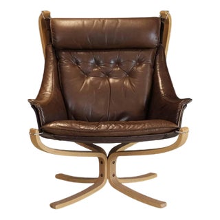 Brown Leather Falcon Lounge Chair by Sigurd Ressell for Vatne Møbler For Sale