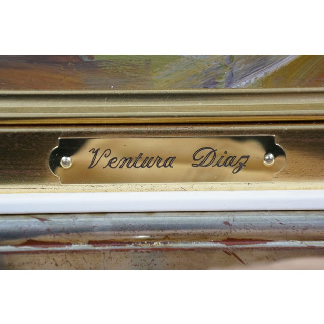 Ventura Diaz ''Fisherman' Oil Painting Impressionist Seascape Beach Canvas 35" For Sale - Image 10 of 13