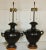 Beautiful Marbro "Hydria" Bronze metal finish urn handle lamps resting on round marble base. These are handmade and no two...