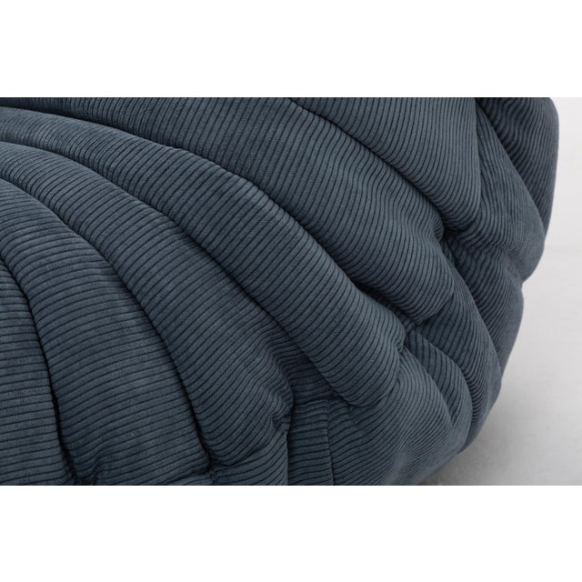 Authentic Restored Togo Fireside Chair and Ottoman in Graphite Grey Corduroy - Vintage Ligne Roset For Sale - Image 15 of 17