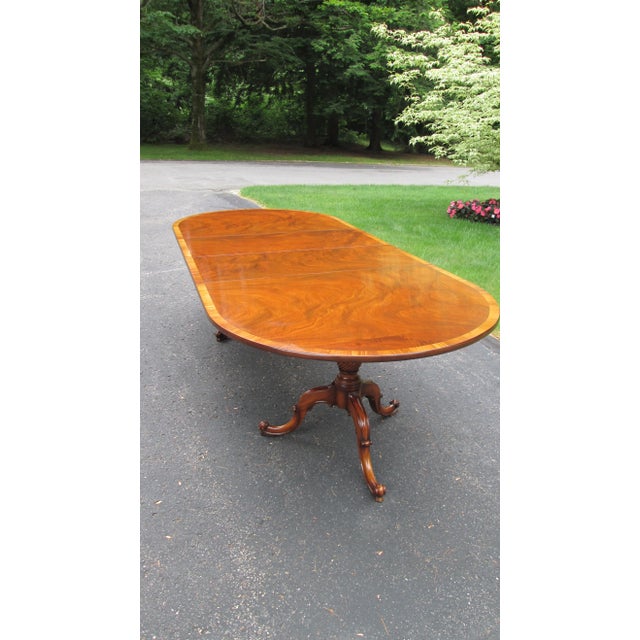1940s Highly Figured Mahogany Dining Table Made by Joseph Gerte of Boston For Sale - Image 9 of 11