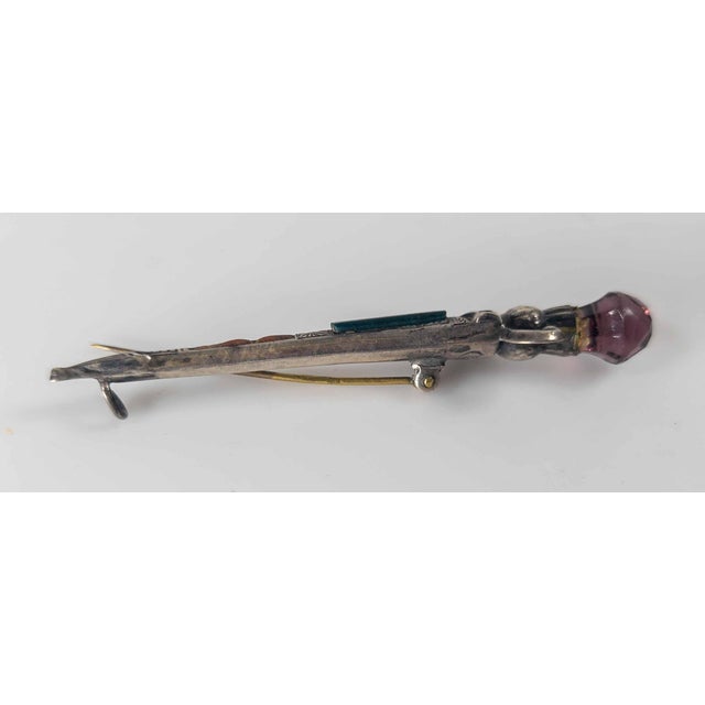 Metal Early 20th Century English Scottish Sterling Silver Dirk Pin With Jasper and Amethyst Glass For Sale - Image 7 of 9