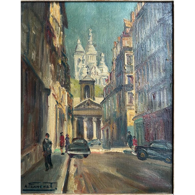 Vintage 1950’s French Oil Painting “A View of Paris” by A. Franchet For Sale - Image 4 of 9