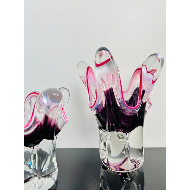 1960s Pink and Purple Art Glass Model 316/1/25 Vases by Josef Hospodka for Chřibská, Czechoslovakia, 1960s, Set of 2 For Sale - Image 5 of 7