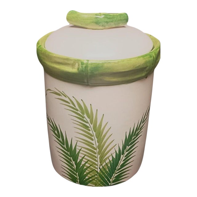 Vintage Italian Lidded Canister With Bamboo Design For Sale