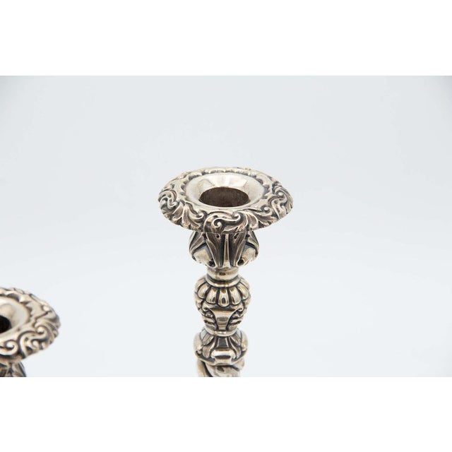 Silver Candlesticks with High Reliefs, Set of 2 For Sale - Image 3 of 5