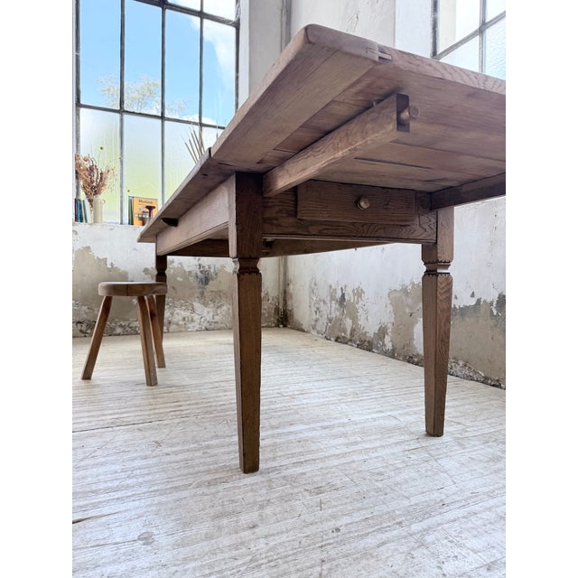 Oak Farmhouse Table with Extensions, 1950s For Sale - Image 12 of 18