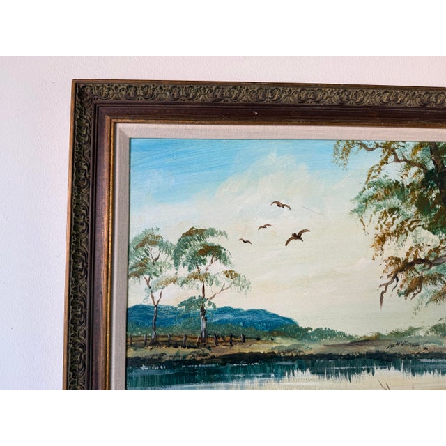 1980s 1980’s Vintage Rockwell Kent Tropical Lake Landscape Oil on Board Painting, Framed For Sale - Image 5 of 12