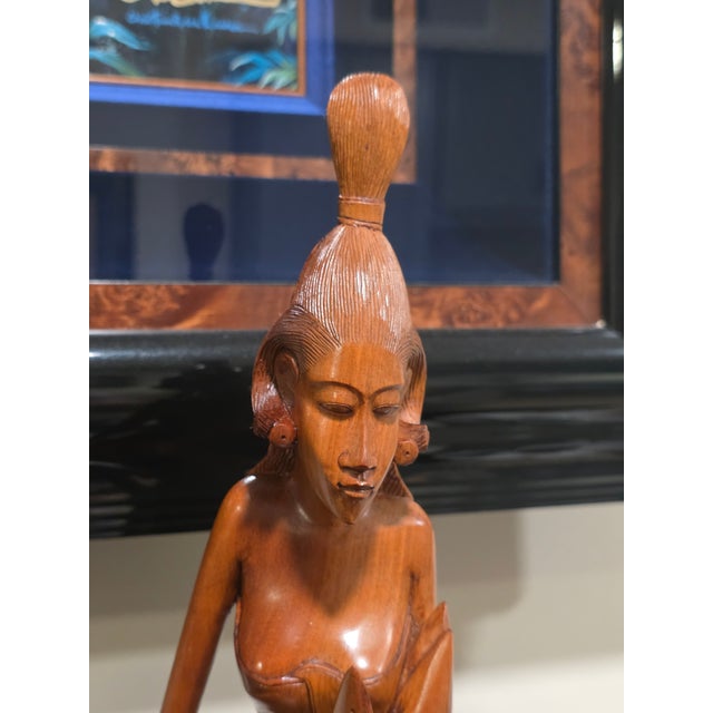 Wood Vintage 21" Balinese Modernist "Lone Warrior" Wood Sculpture – Klungkung School For Sale - Image 7 of 12