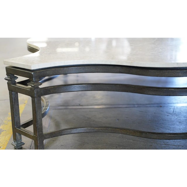 Metal Extra Large Iron and Marble Top Coffee Table Bob Newhart Estate For Sale - Image 7 of 8
