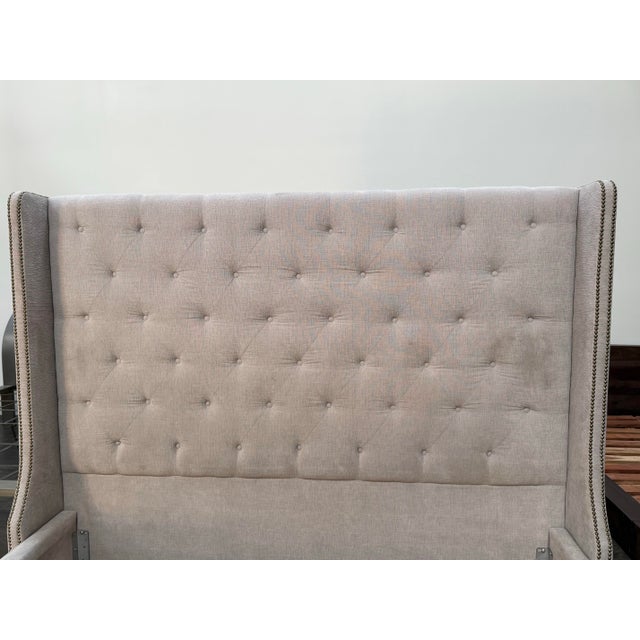 2020s California King Size Restoration Hardware Tufted Wingback Bed Frame For Sale - Image 5 of 12