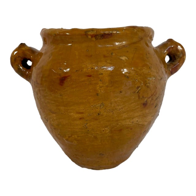 Rare 1890s Petite Glazed Earthenware French Confit Pot or Jar For Sale