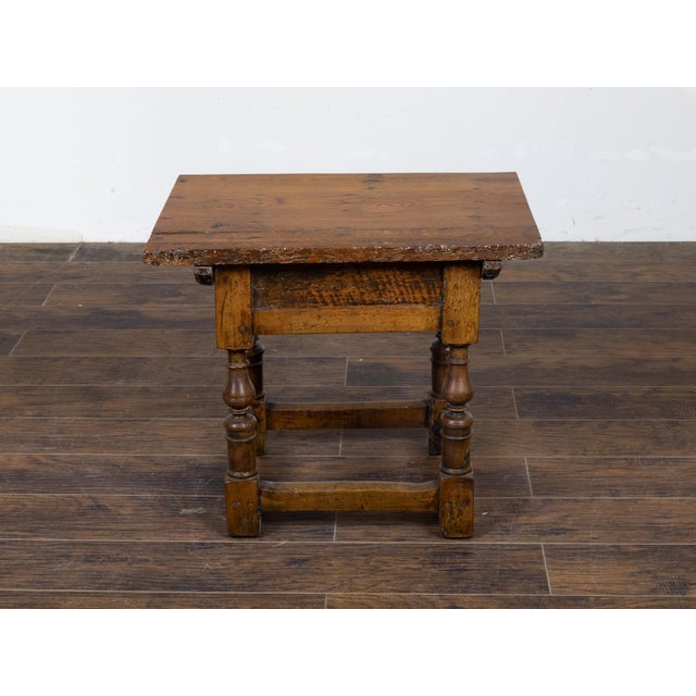 English 19th Century Walnut Side Table with Drawer and Turned Baluster Legs For Sale - Image 9 of 12