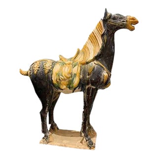 1980s Tang Dynasty Navy Ceramic Horse For Sale