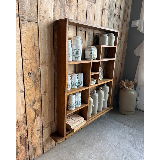 Light Yellow Vintage Oak Shelf, 1950s For Sale - Image 8 of 8