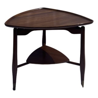 Mid 20th Century John Widdicomb Mid Century Modern Two Tiered Guitar Pick Walnut Side Table For Sale