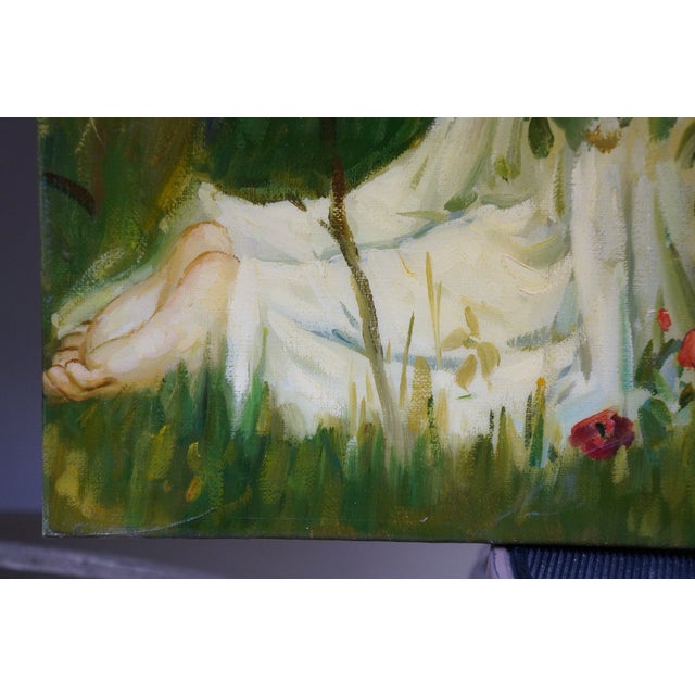Late 20th Century Angels Detail From Saint Cecilia Oil Painting After John William Waterhouse 36" For Sale - Image 10 of 10