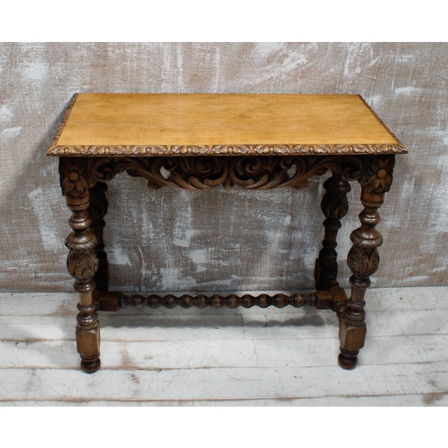 Victorian Oak Hall Table, 1890s For Sale - Image 3 of 10
