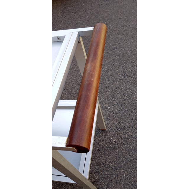 1960s Modern Metal Bar Cart With Walnut Handle and Wheels For Sale - Image 9 of 12