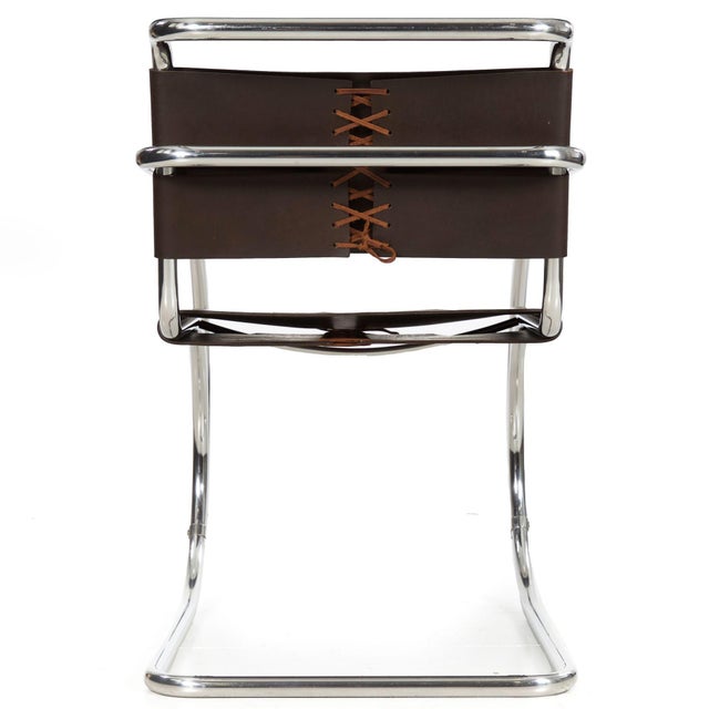 Late 20th Century Pair of Vintage 1970s Mies Van Der Rohe Mr20 Leather and Chrome Armchairs For Sale - Image 5 of 18