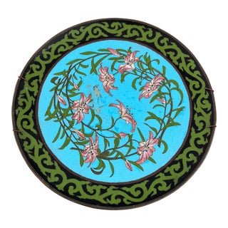 Antique Cloisonné With Striking Color and Lily Design For Sale