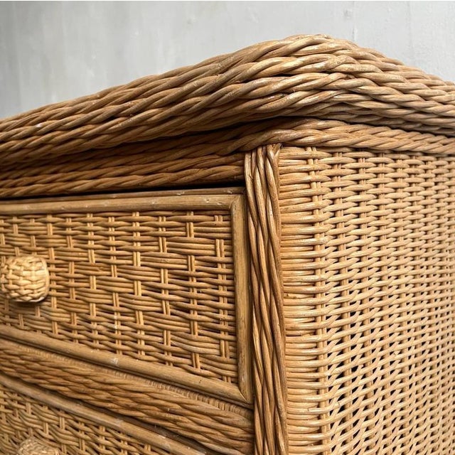 Vintage Bamboo and Wicker Chest of Drawers For Sale - Image 4 of 18