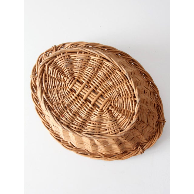 Vintage Oval Wicker Basket With Handles For Sale - Image 11 of 14