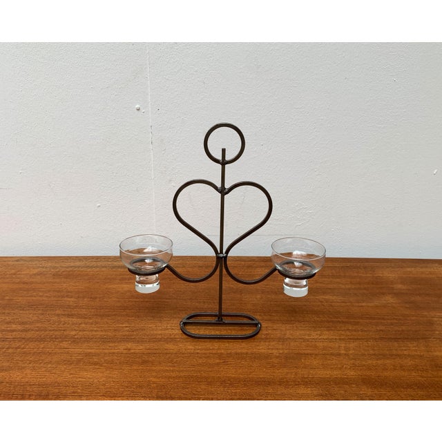 Metal Mid-Century Danish Metal and Glass Candleholder, 1960s For Sale - Image 7 of 18