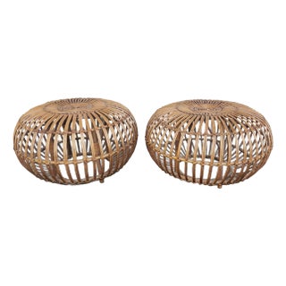 1960s Vintage Rattan Stool For Sale