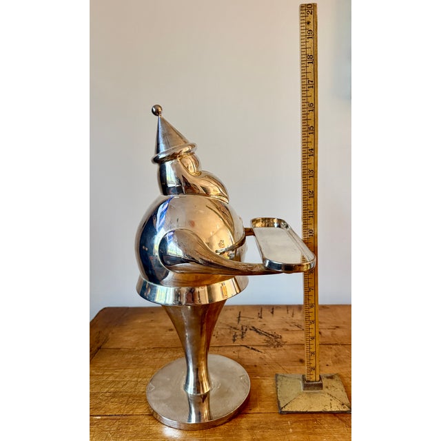 Contemporary Vintage Silver Plated Pottery Barn XL Santa Candle Holder/Display/Server For Sale - Image 3 of 9