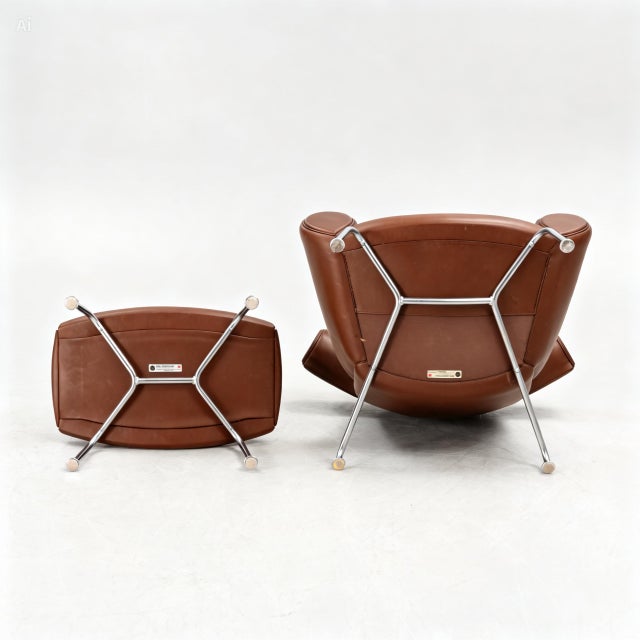 Hans J Wegner Ox Chair and an Ottoman for Erik Jørgensen Denmark For Sale - Image 11 of 14